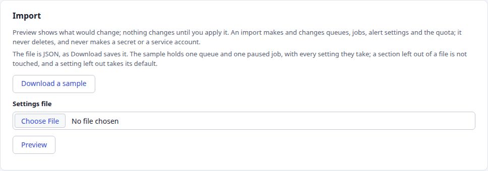 The Import panel