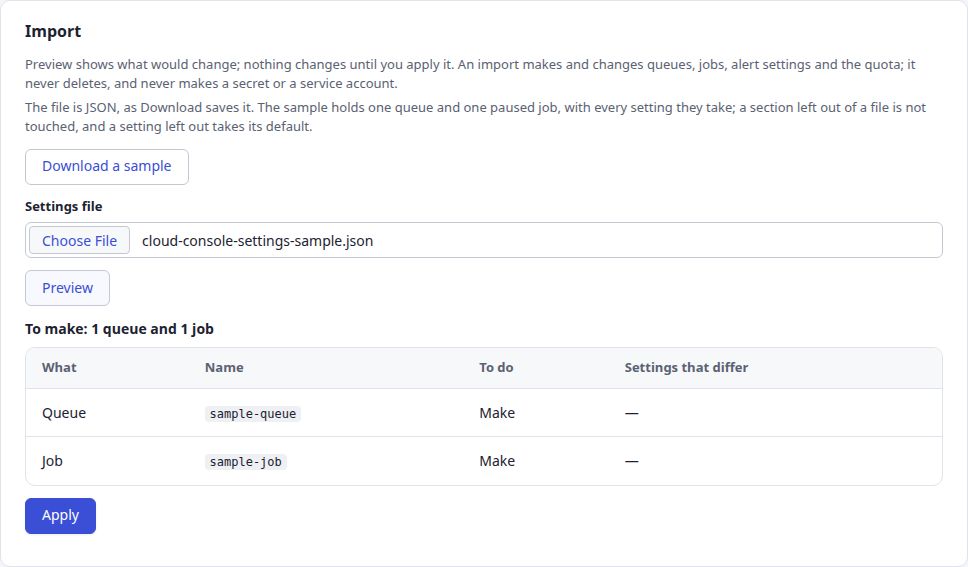 Preview: to make 1 queue and 1 job