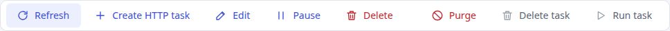 The queue toolbar with Refresh on a soft blue background.
