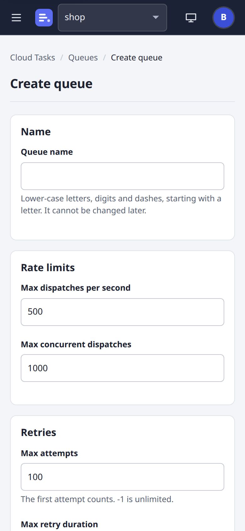 Create a queue page at phone width