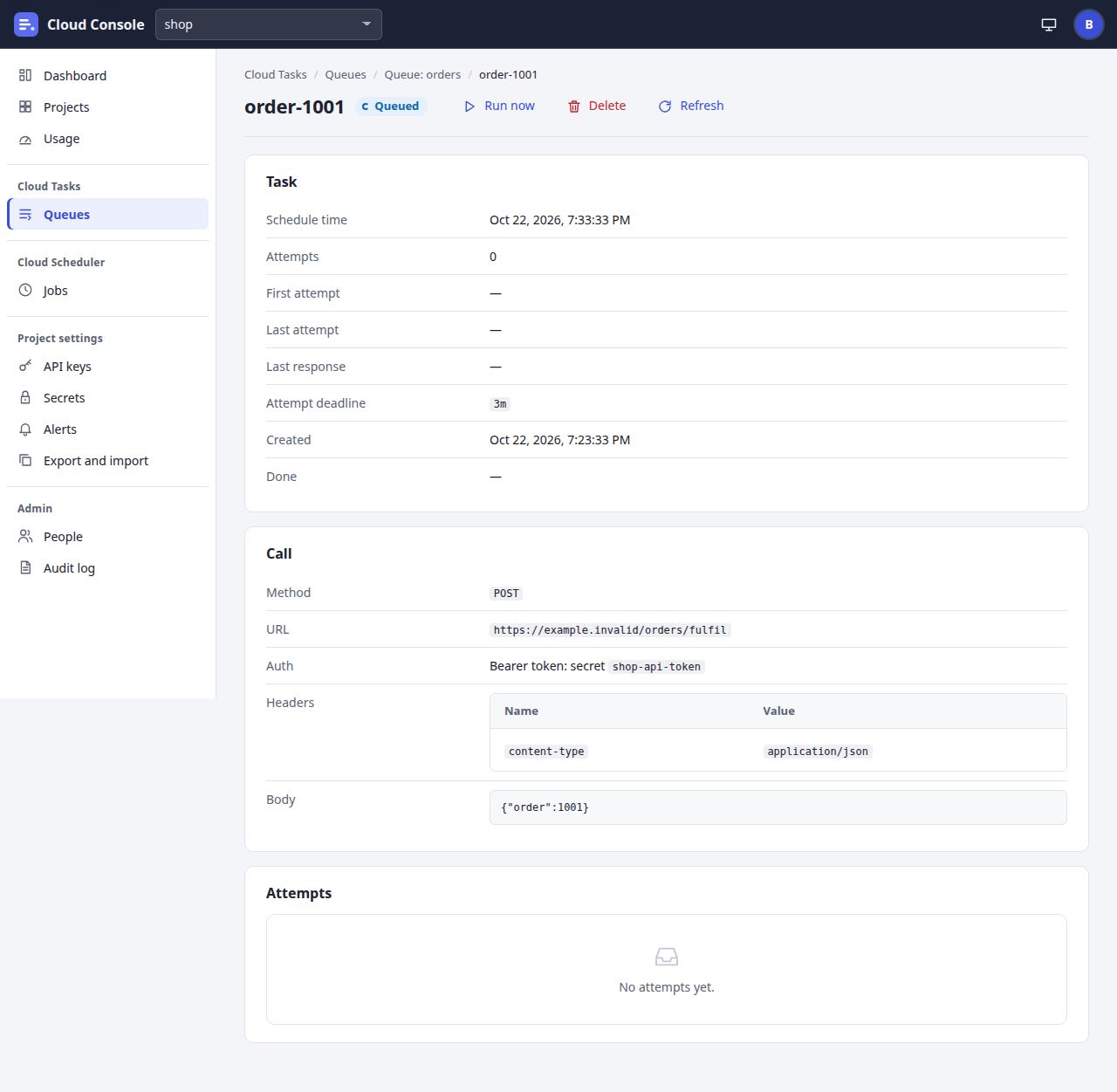 A task page at laptop width