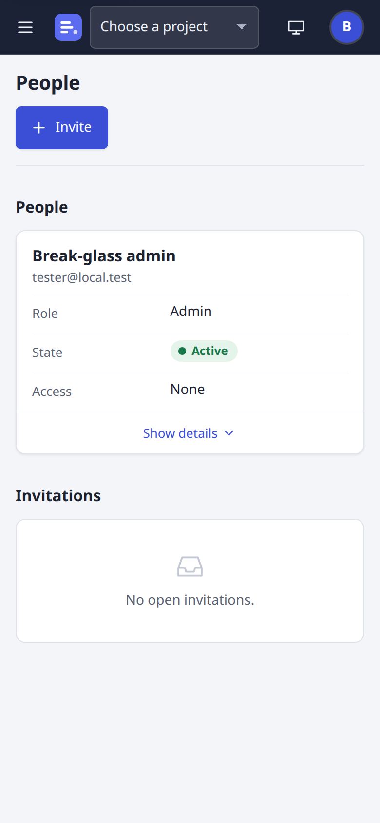People page at phone width